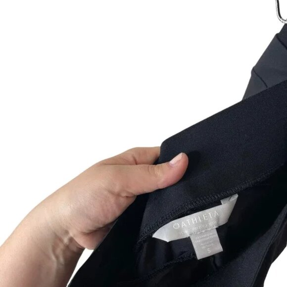 ATHLETA Venice Mid Rise Zip Pocket Stretch Tapered Pintuck Pants Black, Small - Picture 10 of 10
